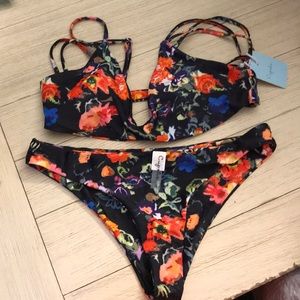 Cupshe Floral Strappy Bikini NWT